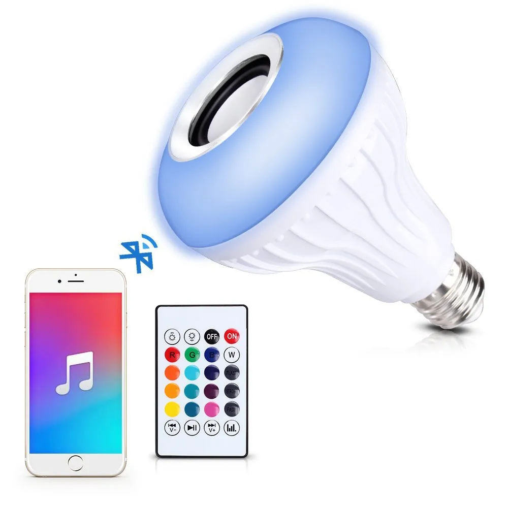 Беспроводной Bluetooth динамик E27 светодиодный RGB музыка пламя лампа умный RGBW