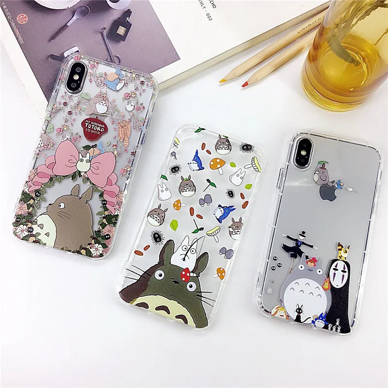 Милый мягкий прозрачный чехол для телефона с рисунком Тоторо из мультфильма