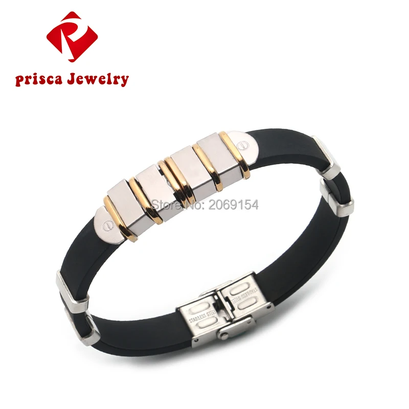 Мужские ювелирные изделия очаровательный браслет Золотое запястье силиконовый