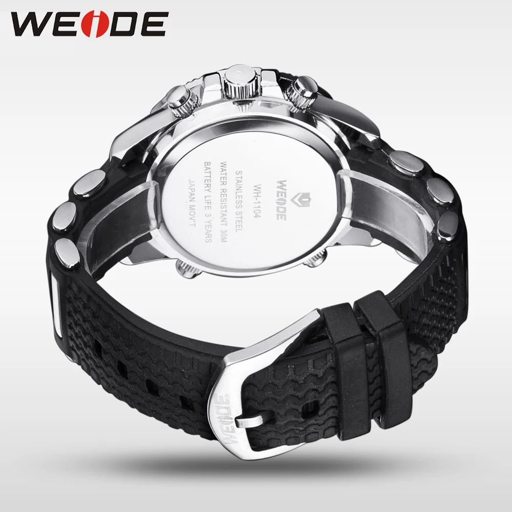 WEIDE Мужские Наручные Водозащитные Часы Спортивные Аналого- Цифровый Двойной Дисплей Кварцевый Электронный Двойной Механизм Нержавеющей Стали Ударопрочные Секундомер будильник Силиконовый Ремешок Военные Люкс