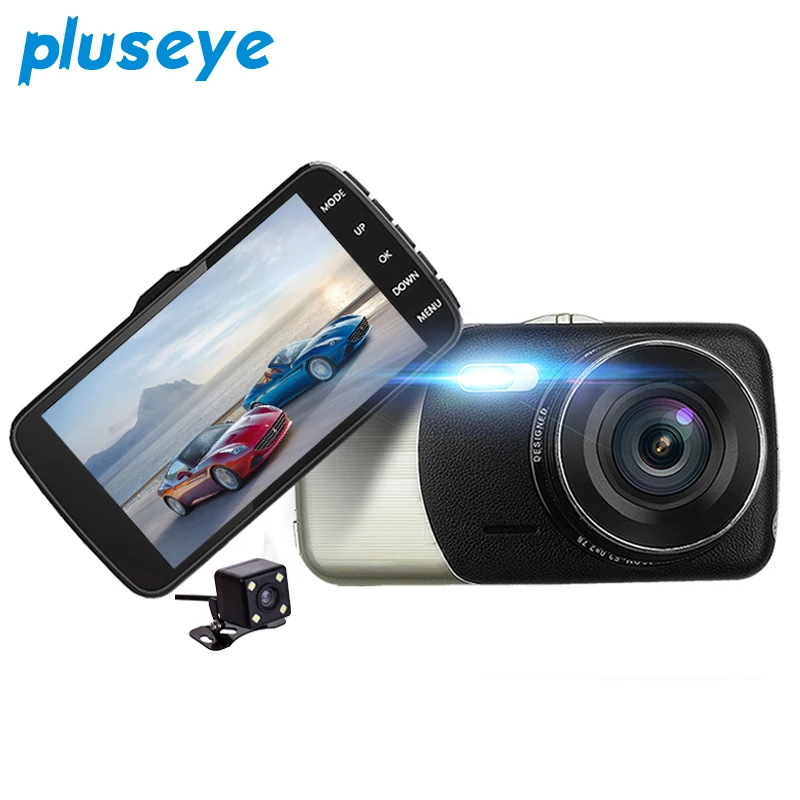 Pluseye Автомобильный dvr двойной объектив новейший горячий 4 дюймов ночного видения