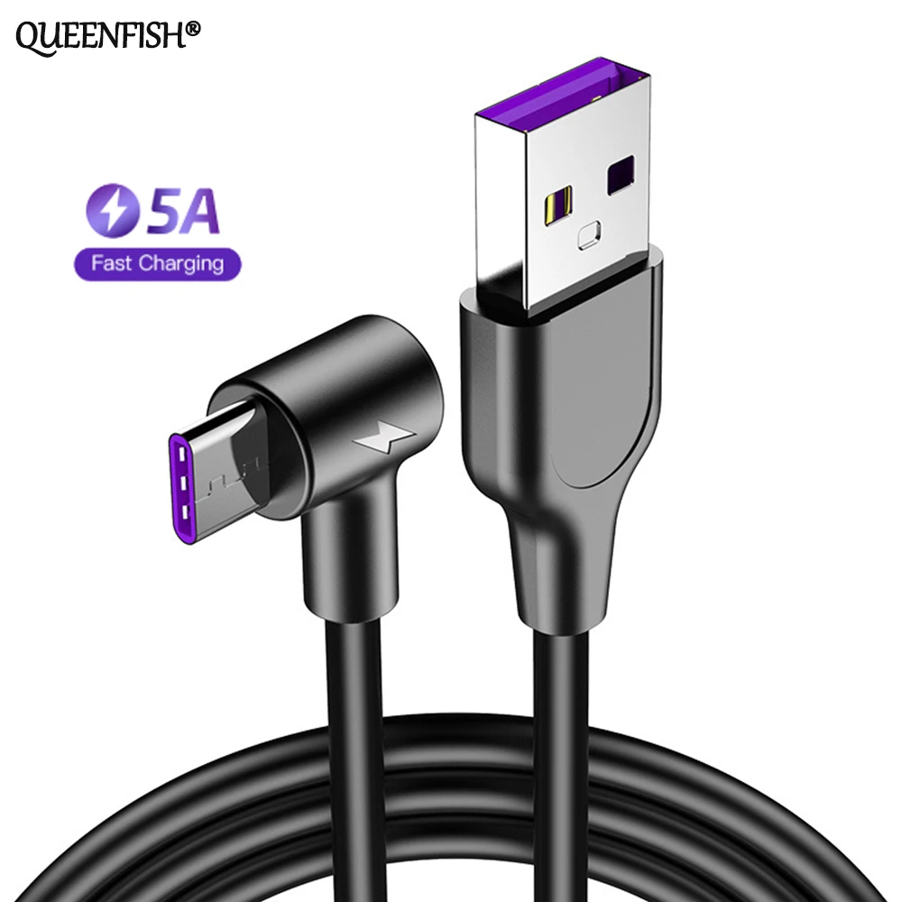 5a Зарядное устройство usb кабель 90 градусов для быстрой зарядки samsung 3 м для usb-кабеля типа c для быстрой зарядки для samsung huawei 5a usb кабель xiaomi данных кабины