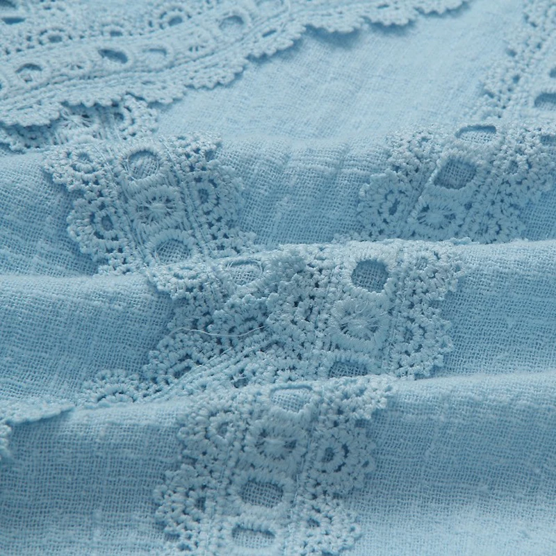 Хлопковые кружевные рубашки от BHflutter женские модные повседневные летние блузки и