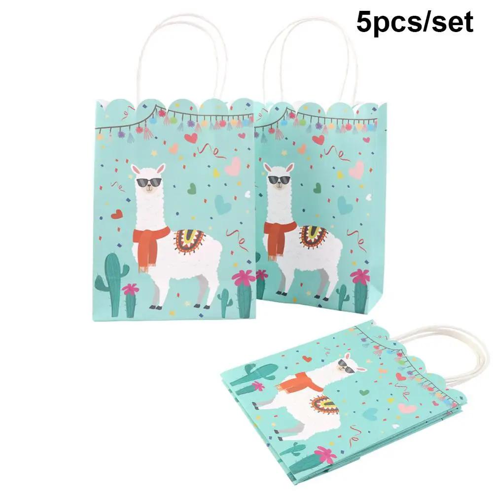 5pcs bag OurWarm милый бумажный пакет для конфет мальчик девочка крещение ребенок душ лама слон конфеты подарочная коробка розовый синий день рождения сумки Kawaii - Цвет: 5pcs bag