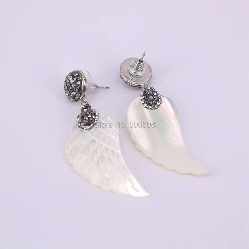 3 пары натуральных белых ракушек серьги в форме крыльев висячие с перламутром |