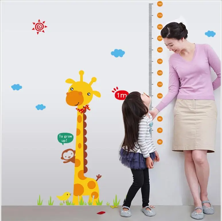 Мультяшные забавные Жирафы Высота наклейки рандомный домашний декор для детей и