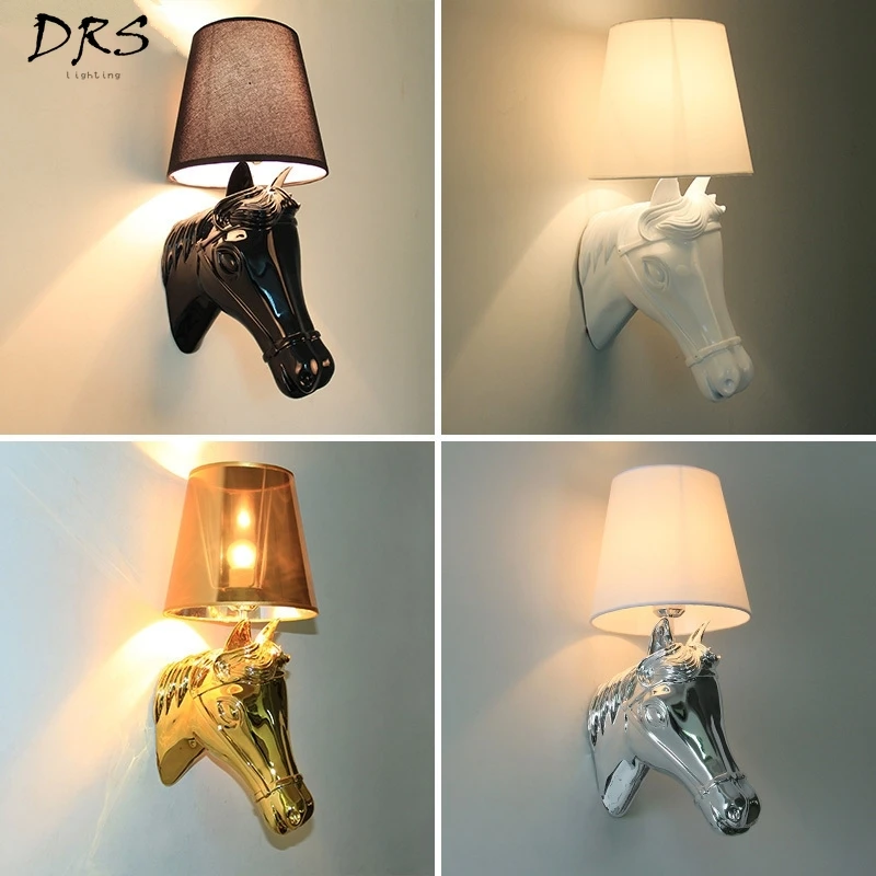 Настенная лампа с головой лошади современный простой европейский гостиничный