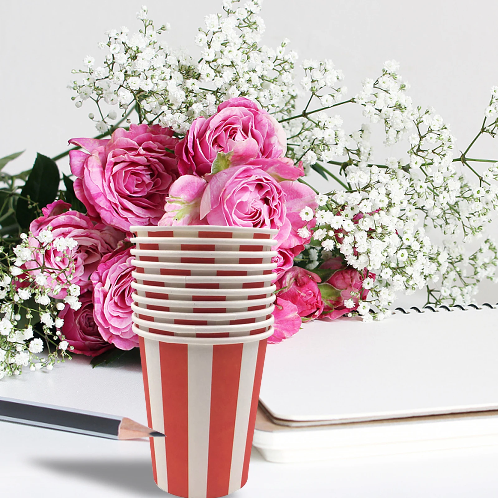 10 шт./лот полосатые бумажные чашки украшения вечерние одноразовая посуда для