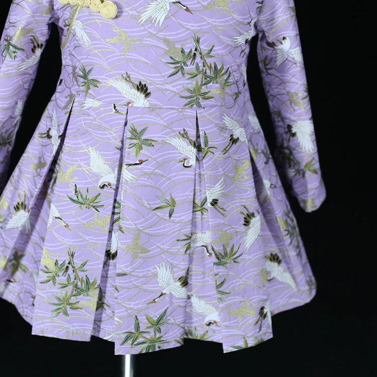 Осенне зимнее платье для мамы и дочки плиссированная юбка из хлопка с бронзовым