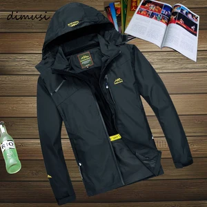 DIMUSI осень мужская Тонкая мужская повседневная куртка пальто армейская тактика ветровка мужская Водонепроницаемая дышащая с капюшоном 6XL, TA205