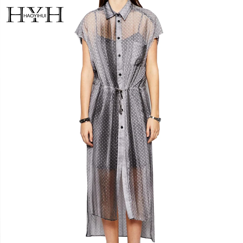 Женская блузка HYH Haoyihui с коротким рукавом полупрозрачным поясом и | одежда