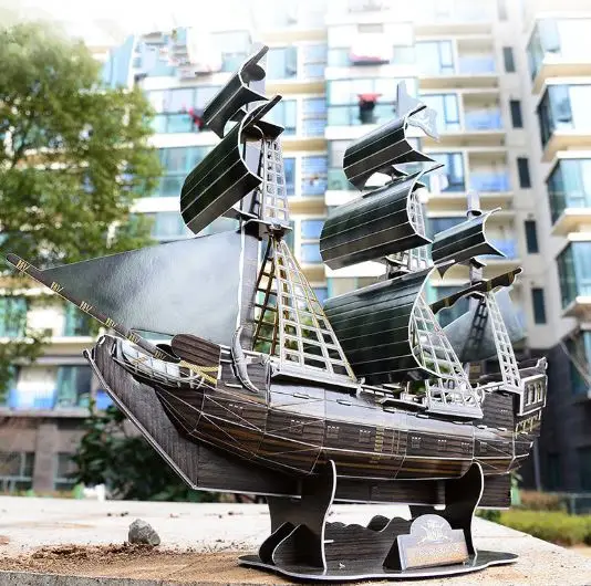 3D трехмерный пазл Карибский пиратский корабль черный жемчуг цифры в сборе