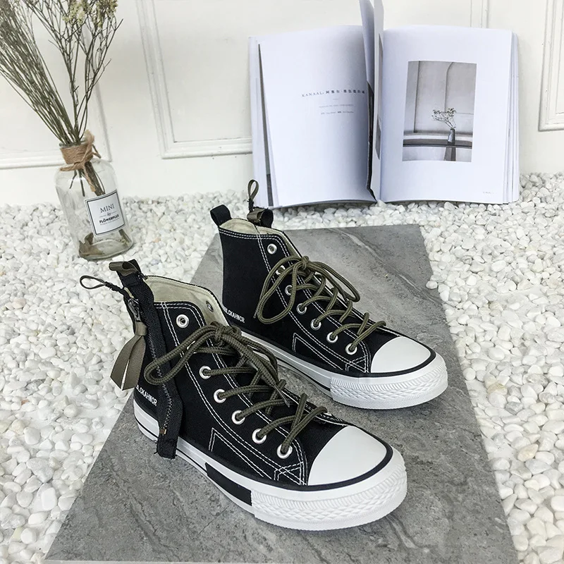 

2020 Super hot black high-top canvas shoes for women Korean version of harajuku ulzzang all-purpose white shoes for students