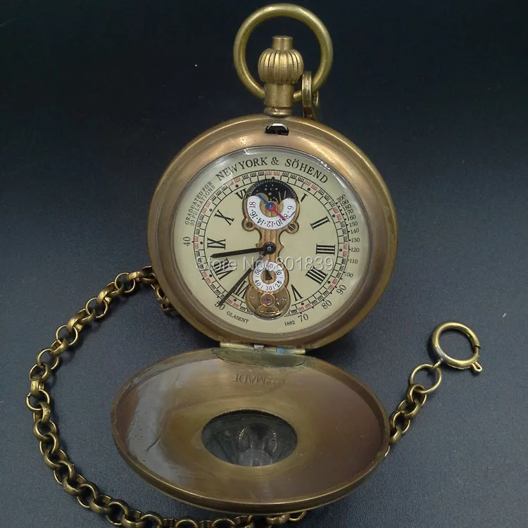 Циферблат с римскими цифрами двойное открытие полый чехол медь заводные