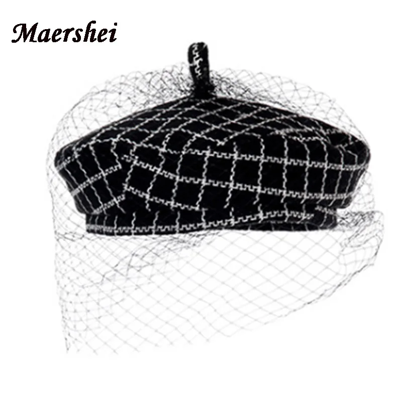 

Берет MAERSHEI женский в черную клетку, в британском ретро-стиле