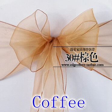 Кофейный цвет органза пояс для стула украшение Блестящий галстук бабочка