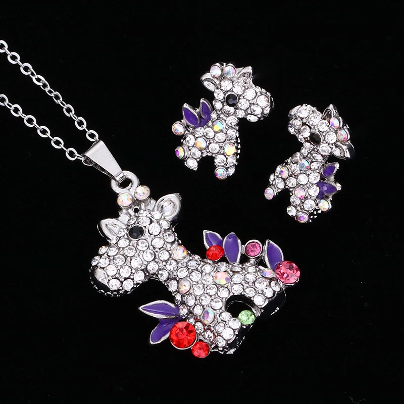 Fashion Fawn Design Jewelry Sets High Quality Zinc Alloy Crystal Necklace Earring Set Wedding Lovely Animal sn-005 | Украшения и