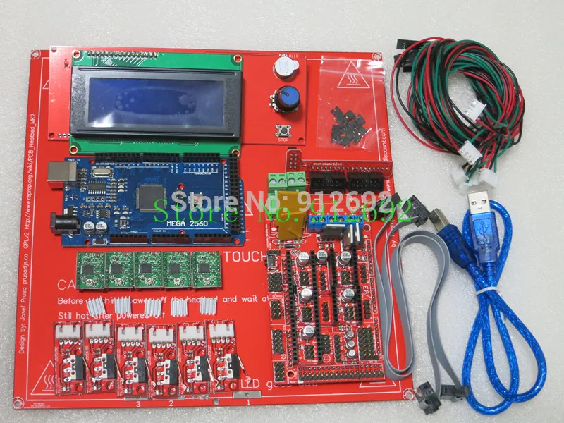 RepRap RAMPS 1 4 комплект с МЕГА 2560 r3 + Тепловая mk2b 2004 ЖК-контроллер Драйвер A4988 торцы