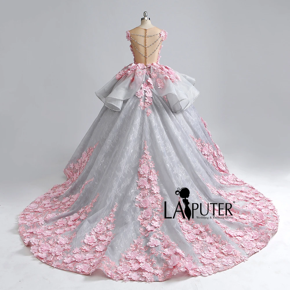 Женское кружевное платье Laiputer винтажное бальное серого цвета на заказ 2018|prom dresses