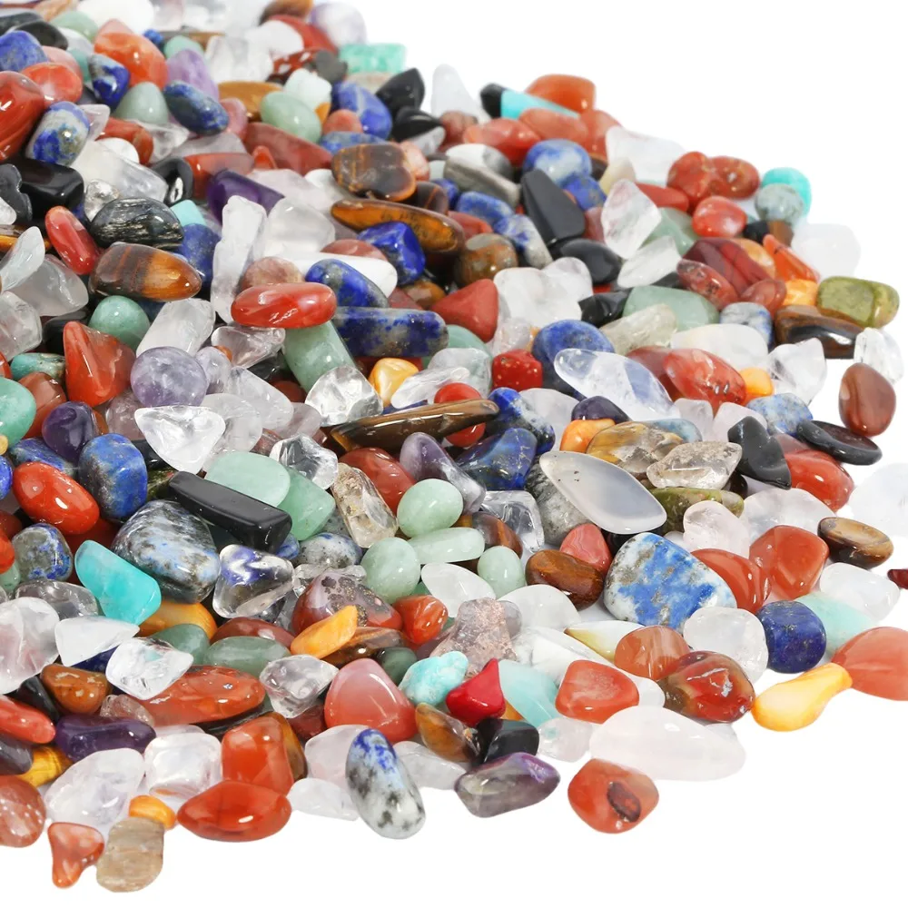 

TUMBEELLUWA 1lb (460g) Colorful Mixed Stones Tumbled Chips Stone Crushed Crystal Quartz Pieces Irregular Shaped Stones