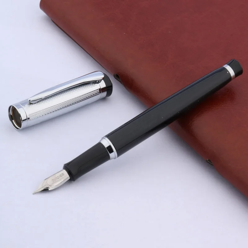 Stainless steel Baoer 508 Волшебная синяя Серебряная отделка металлическая средняя M перьевая ручка - Цвет: Stainless steel