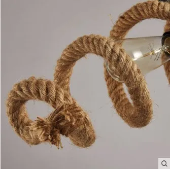 Лофт Led E27 Эдисон лампа кованая железная труба пеньковая веревка подвеска или