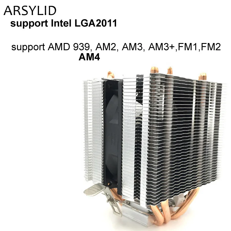 ARSYLID CN-0409A кулер для процессора 9 см вентилятор 4 тепловые трубки охлаждения для AMD AM3 AM4 для Intel LGA775 1151 115x1366 2011 вентилятор радиатора - Цвет лезвия: Model B