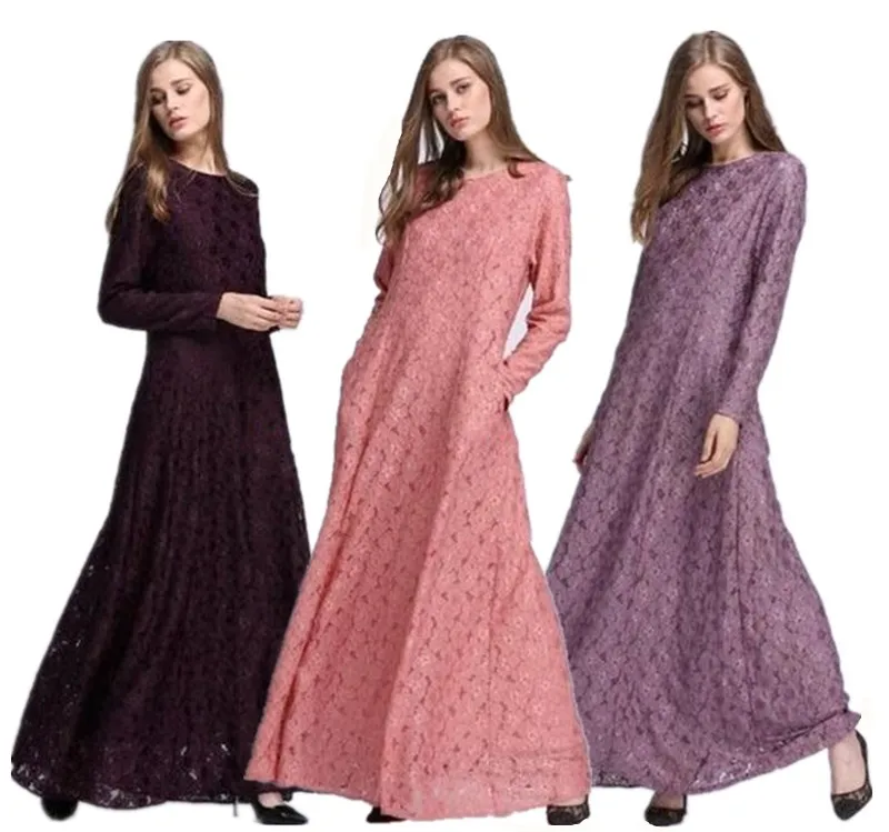 Женское мусульманское платье musulmane турецкое из Дубая кафтан с кружевом 3