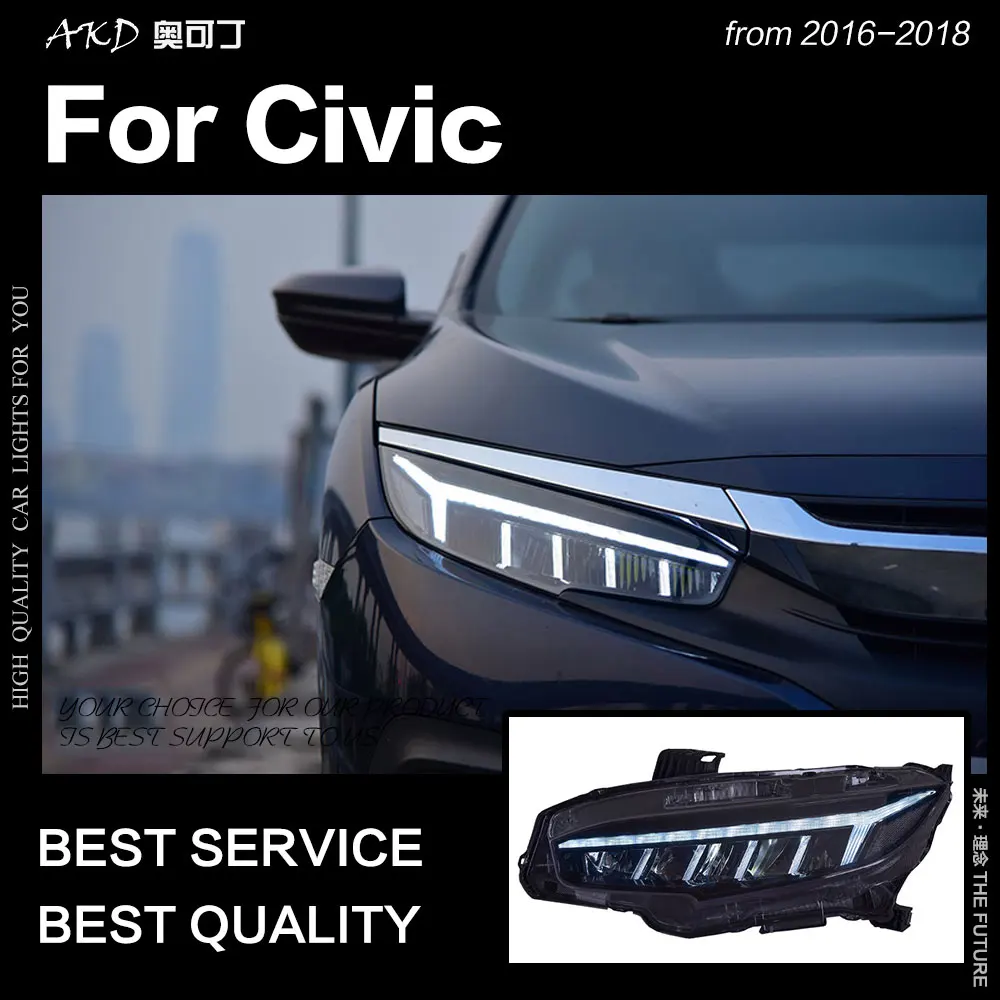 AKD автомобильный Стайлинг для Civic фары- все светодиодный фары DRL динамический сигнал Hid фара биксеноновый луч авто аксессуары