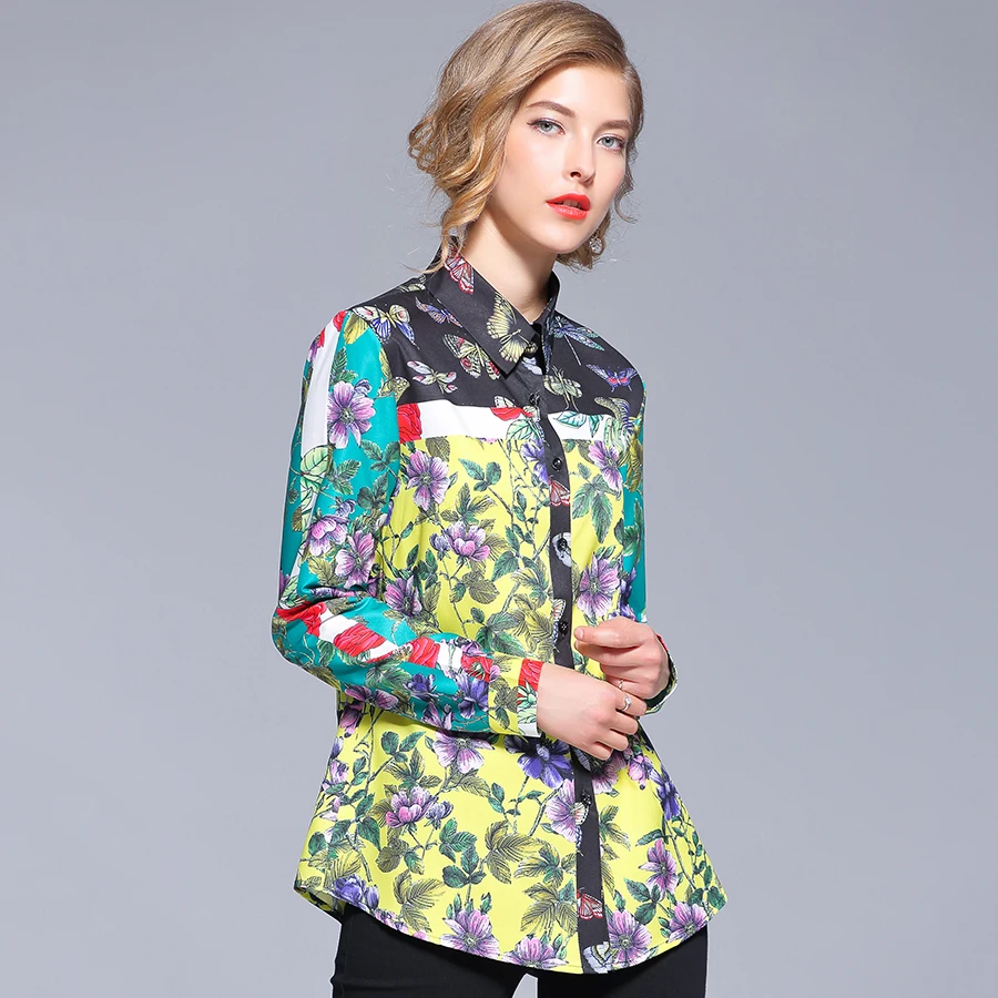 Новинка 2018 осенняя модная блузка подиумная Дизайнерская Женская винтажная