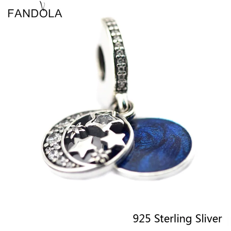 

CKK Vintage Night Sky, Shimmering Midnight Blue Enamel Charms 925 Sterling Silver Beads Original Jewelry