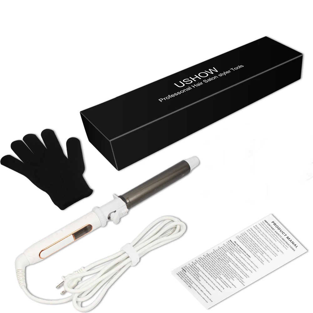 

USHOW Professional Ceramic Hair Curler LED Digital Temperature Display Curling Iron Roller Curls Wand Waver Fashion Styling Tool