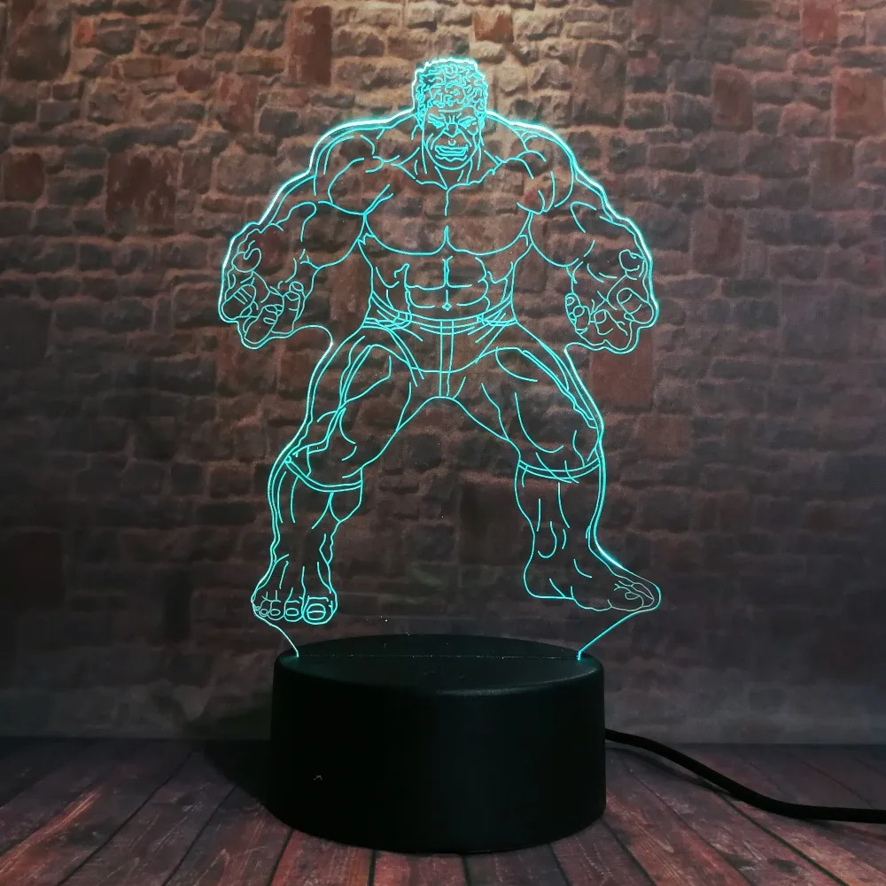 Marvel's Legends The Avengers Super Hero 3D Халк ночник 7 Красочный градиентный светодиодный настольный светильник Мальчик Человек Дети Рождественские Игрушки Подарки