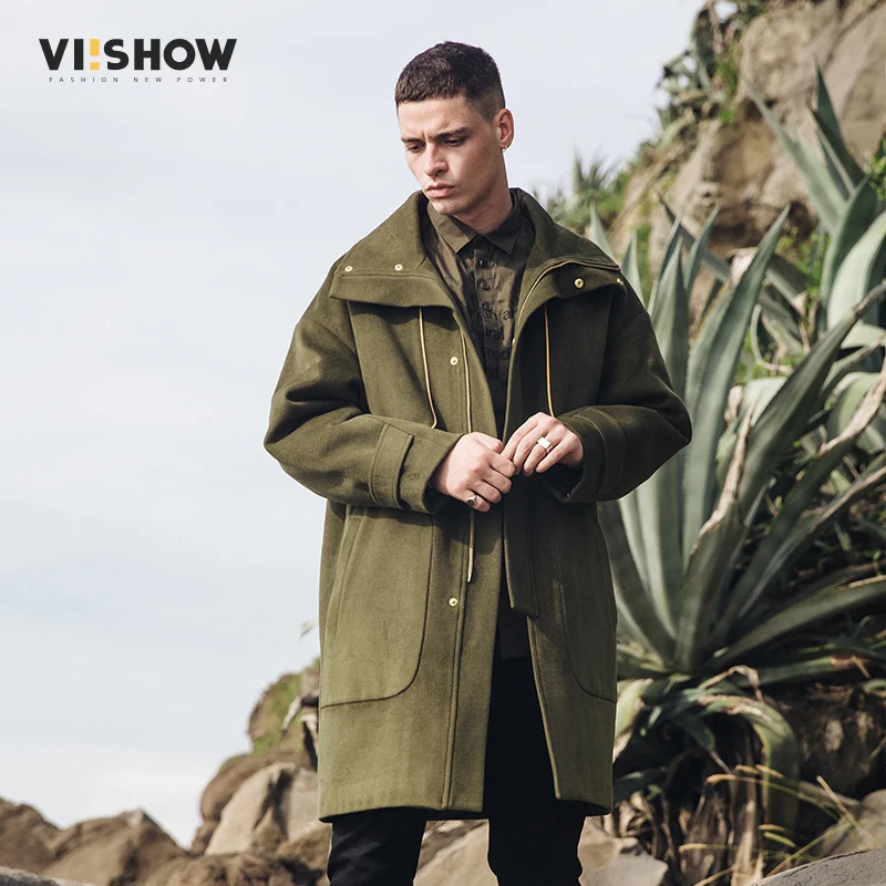 VIISHOW однотонное мужское пальто брендовый Тренч Abrigo Hombre новинка 2018 Armygreen длинное