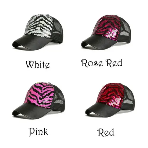 UK Женская и мужская блестящая бейсболки с блестками принтом зебры Snapback Головные