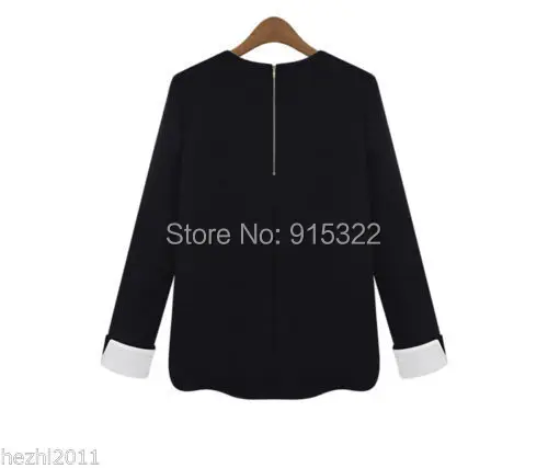 2014 Женская рубашка с длинным рукавом и молнией сзади сексуальная Свободная