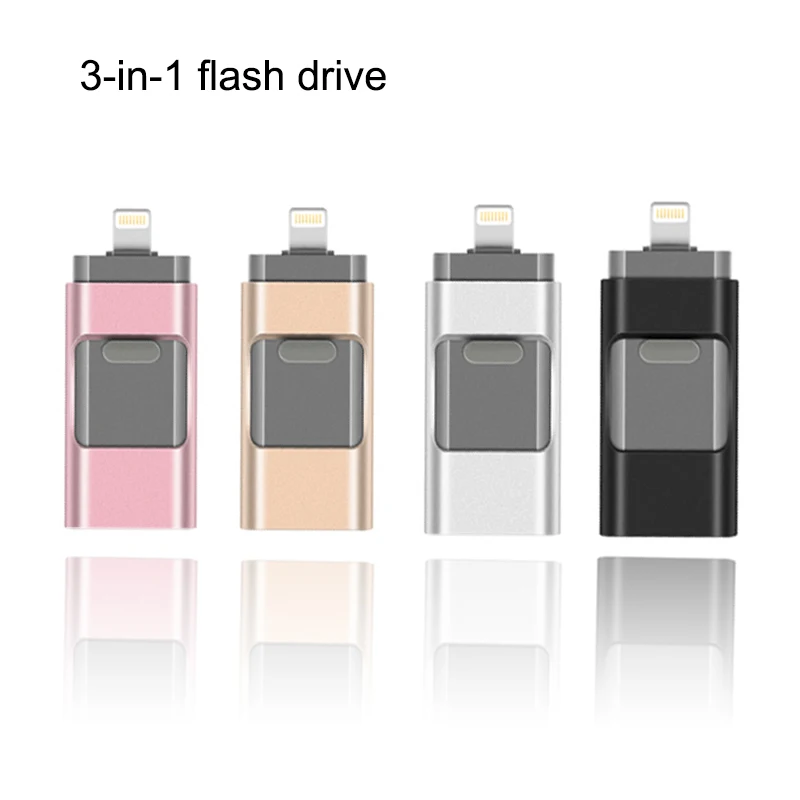 3 в 1 OTG USB флэш накопитель 32 Гб 64 Флешка для хранения memory stick iphone X R 8 7 6 S Android