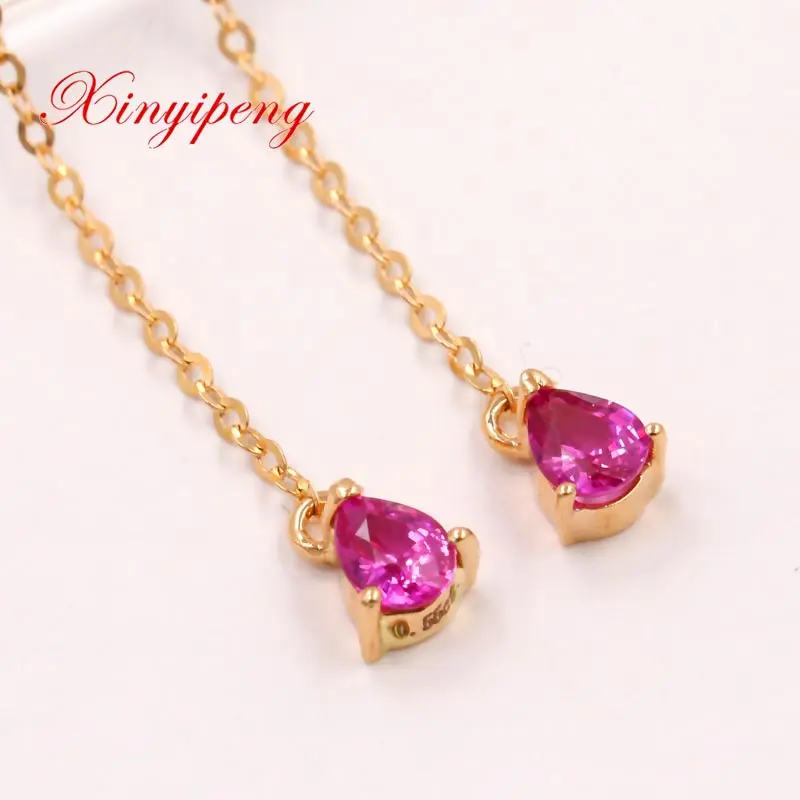 Xin yi peng Изящные Ювелирные изделия real 18k розовое золото 100% Природный розовый сапфир