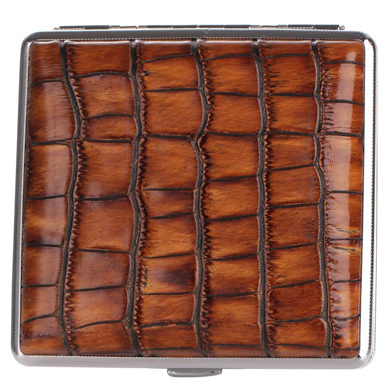 

Crocodile Grain Thin Leather Portable Metal High-grade Male Male Skin Cigarette Cases