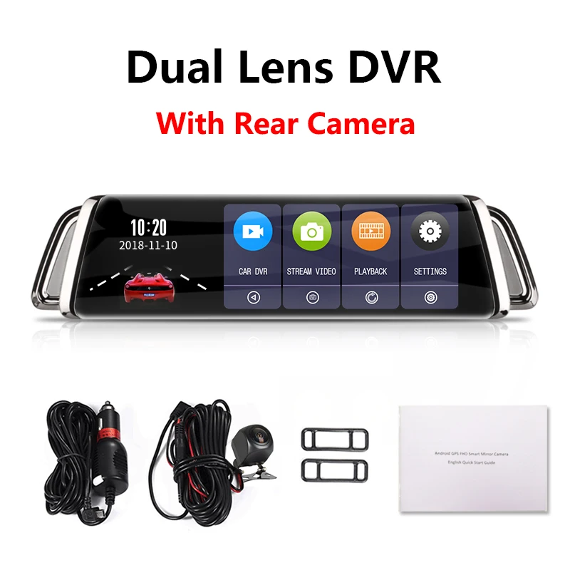 With Rear camera Jansite 1" Автомобильный видеорегистратор Камера заднего вида с сенсорным экраном Dash cam камера Супер ночного видения видео рекордер заднего вида с двумя объективами с SD кардд - Название цвета: With Rear camera