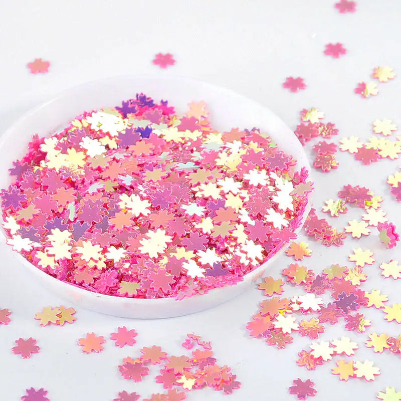 JG Rose 10g розовый Сакура Блеск Конфетти из блесток DIY Craft вещи 5 мм голубые Cherry Blossom УФ-украшение из эпоксидной смолы Jewelry заполнения пайетками - Цвет: JG Rose