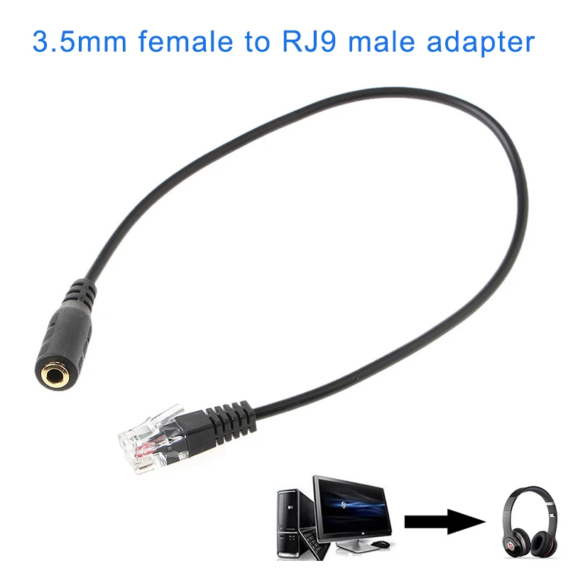 

3.5mm Female to RJ9 Male Headset Jack Phone Audio Adapter Cable Converters HJ55