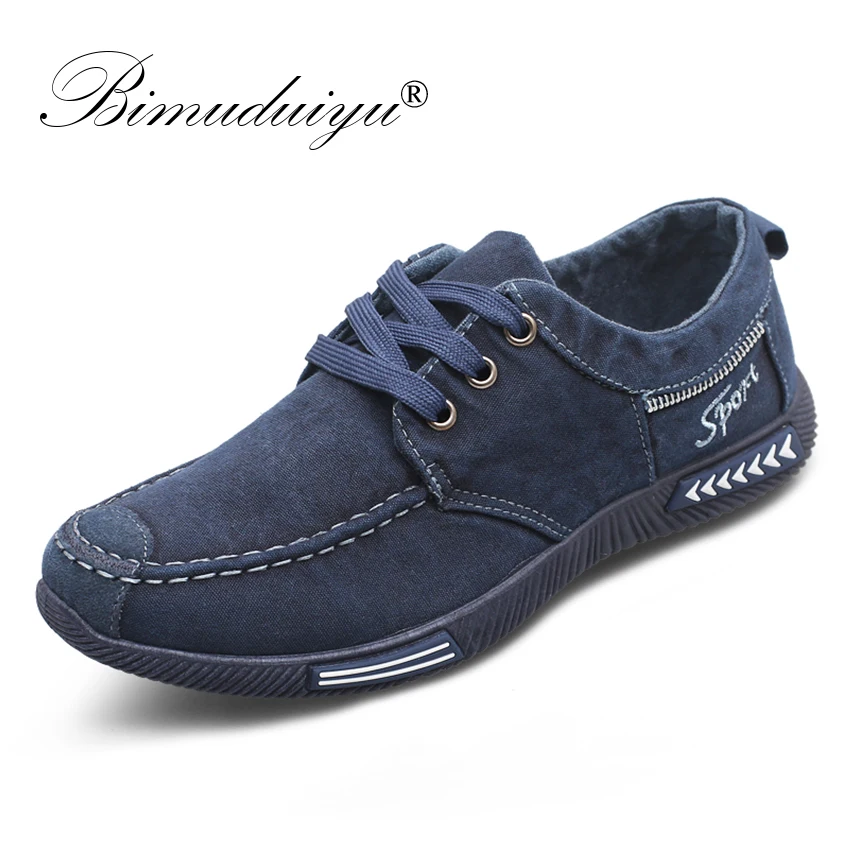 BIMUDUIYU Fashion Canvas Men Shoes Denim Lace-Up Casual Breathable Sneakers Plimsolls Male Footwear |
