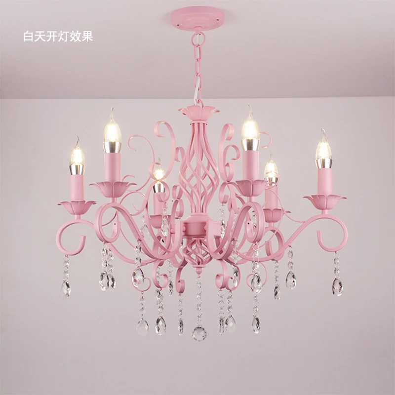 Розовая Люстра для детской комнаты спальни ресторана пасторальная Светодиодная