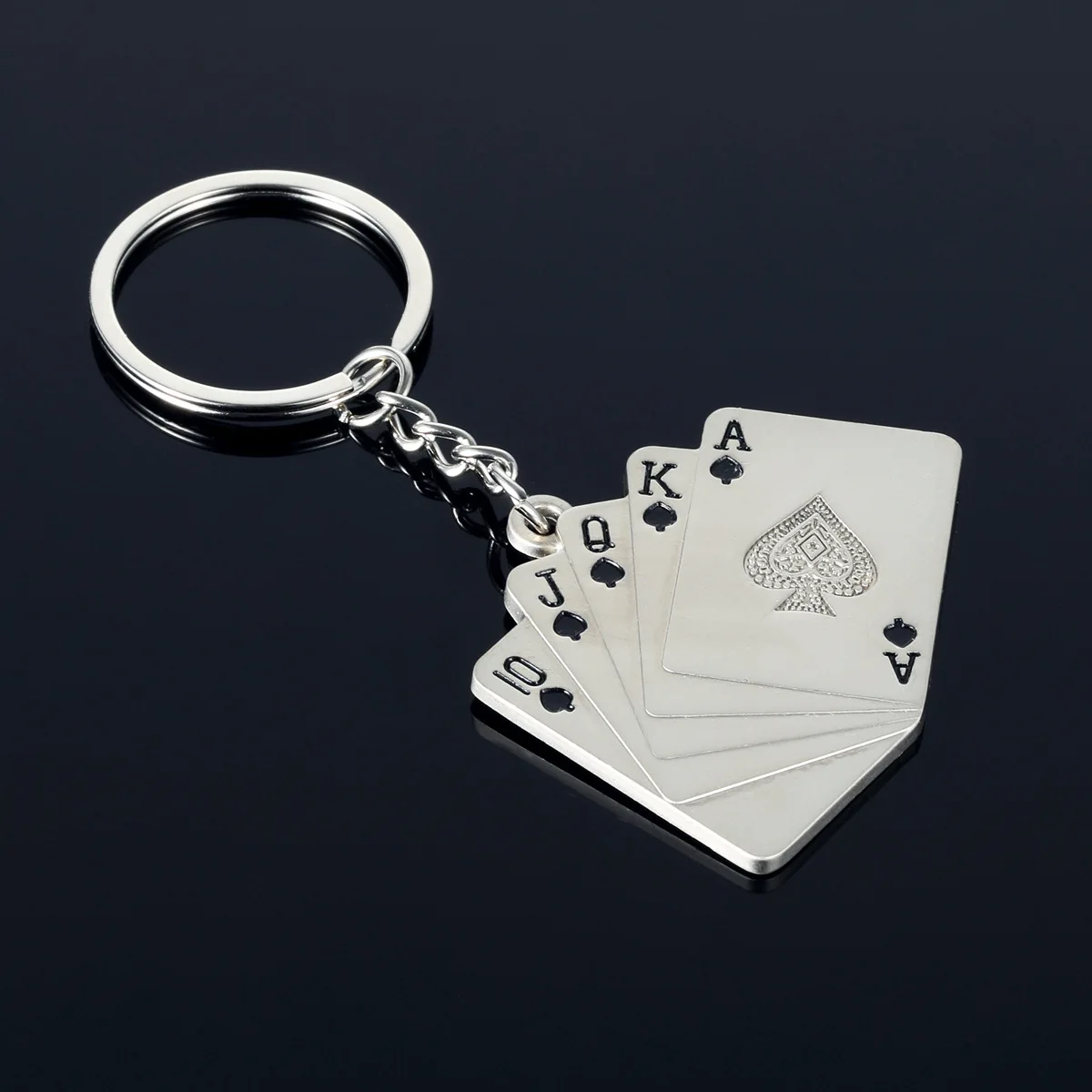 Indusleaves Creative Gift Personality Good Luck Spades Playing Cards Metal Keychain Advertising Keyring Pendant | Украшения и