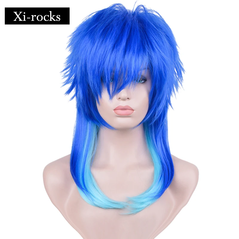 3047 Xi. rocks парики синтетические драматические убийцы DMMD Seragaki Aoba косплей костюм вечерние двухцветные синие волосы Омбре