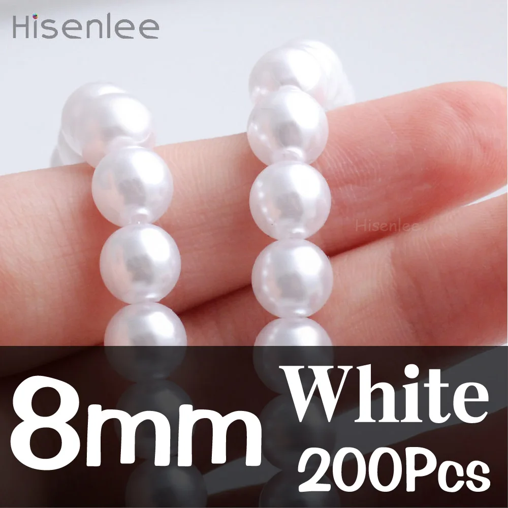 White Pearl 4 мм~ 20 мм несколько размеров прямые отверстия слоновая кость/белый искусственный жемчуг круглые акриловые ювелирные аксессуары в виде бусин для изготовления ювелирных изделий - Цвет: White Pearl