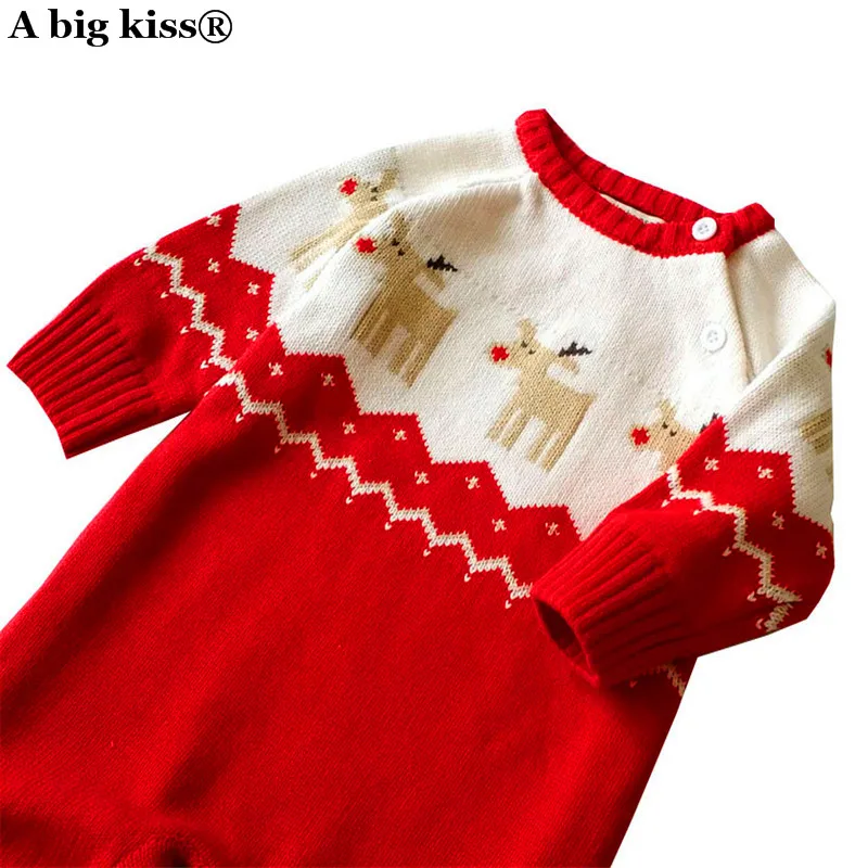 Рождественские хлопковые ползунки для малыша с рисунком оленя Ползунки