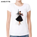 Лидер продаж, винтажная модная футболка для Парижской девушки, Женская хипстерская белая футболка с принтом, летние женские новые Топы, футболка для женщин