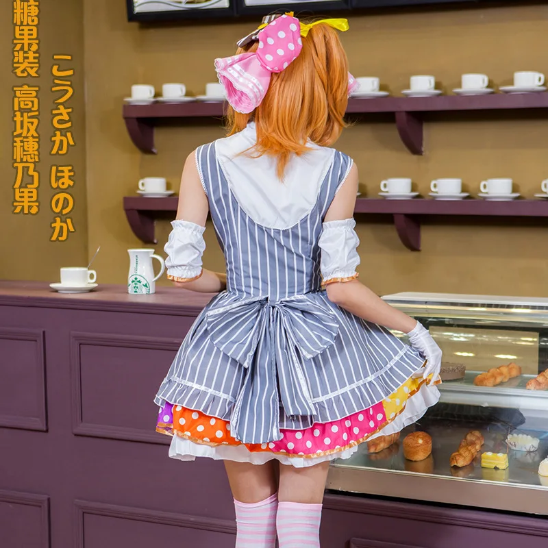 Новый аниме LoveLive! Honoka Kousaka конфеты платье горничной Minami Kotori Обувь в стиле Живая